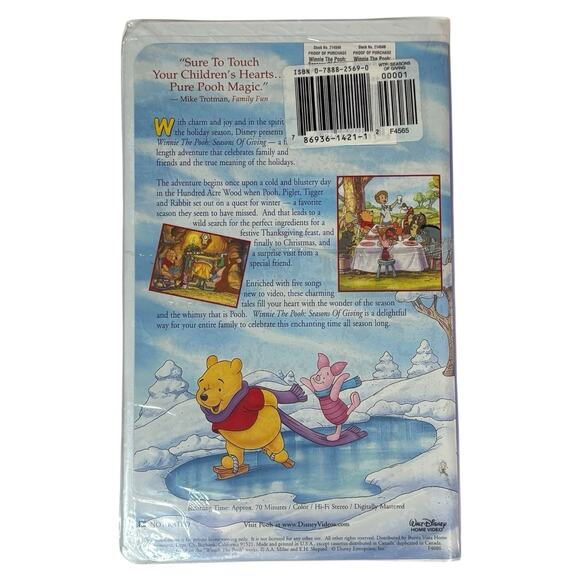 SEALED VTG Disney "Winnie The Pooh Seasons Of Giving" VHS VCR Tape Holiday Movie - Picture 4 of 10